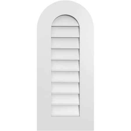 Ekena Millwork Round Top Surface Mount PVC Gable Vent: Non-Functional, w/ 3-1/2"W x 1"P Standard Frame, 14"W x 32"H GVPRT14X3201SN